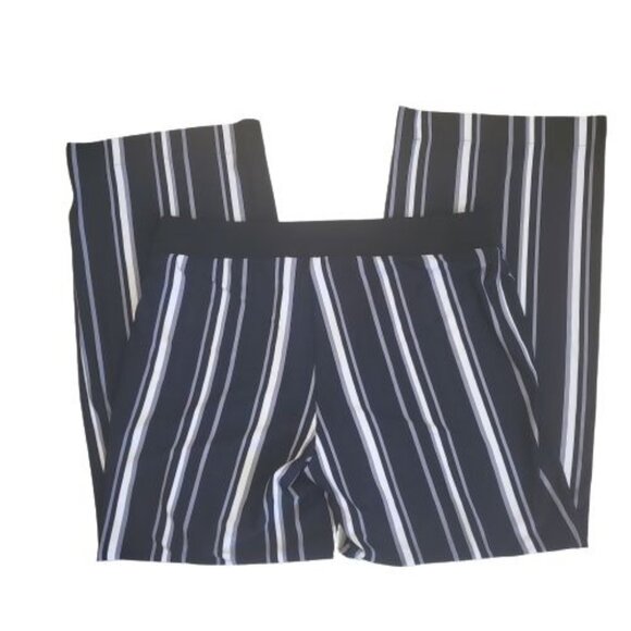 INC International Concepts Women's Striped Wide-Leg Pants Black/White Size PL - Picture 3 of 10